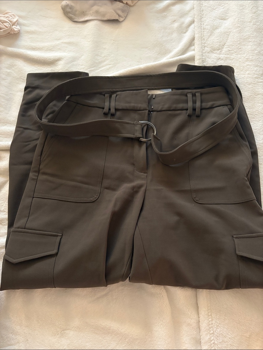 Express Olive Cargo Pants with D-Ring Belt